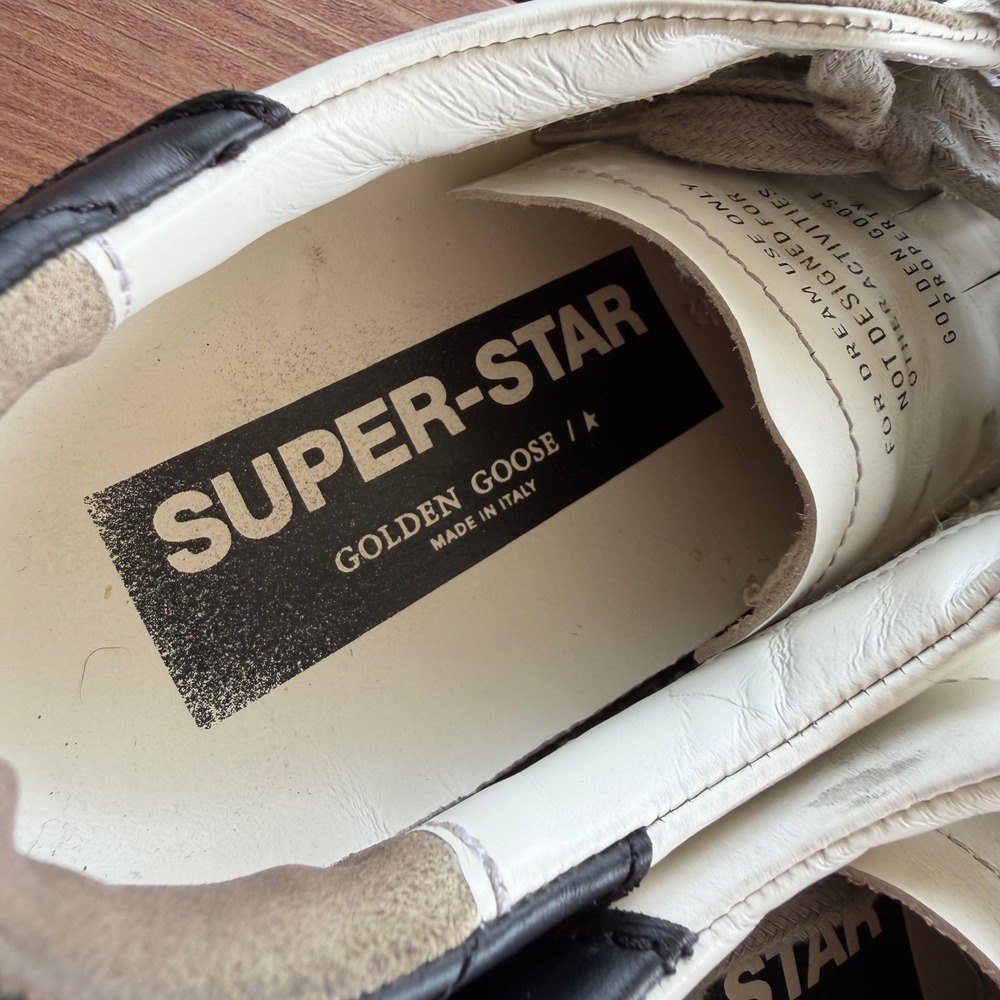 Golden Goose Super-Star Classic White Black Leather Low Sneakers 37 Italy US 7 - Picture 4 of 9